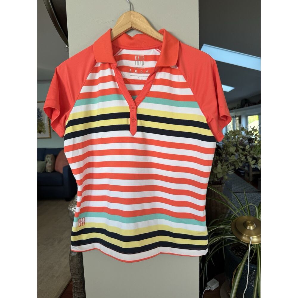 Kate Lord Golf Tennis Pickleball Bold Stripes Orange Yellow Blue Large